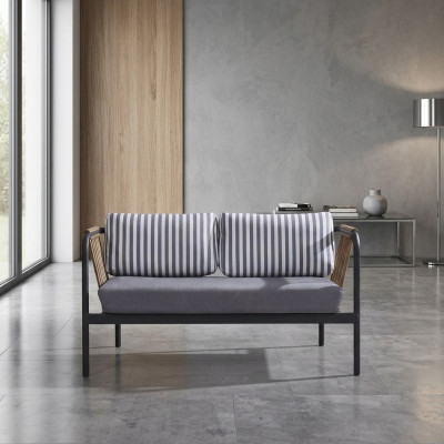 Sofá de 2 plazas Sofás de lujo modernos de tela gris de diseño de muebles.