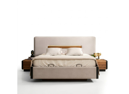 Cama Muebles Diseño Camas Cama doble Dormitorio de lujo Textil Madera Nuevo
