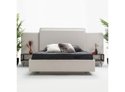 Cama de diseñador moderna impecable para tu dormitorio en blanco.