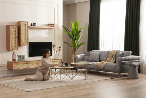 Armario de TV / Mueble bajo para TV, Sofá de 3 plazas, 2 mesas de centro, mueble de TV.