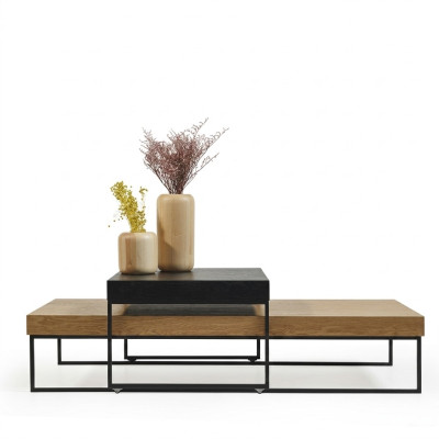 Mesa auxiliar de madera Loft Mesa de centro Mesa de madera en la sala de estar Mesa de centro de madera.