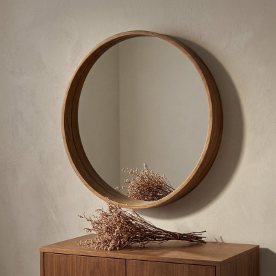 Espejo clásico de pared de madera, diseño de espejo marrón para sala de estar, nuevo.
