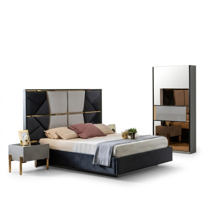 Habitación de lujo cama doble diseño de camas de madera marco de cama nuevo.