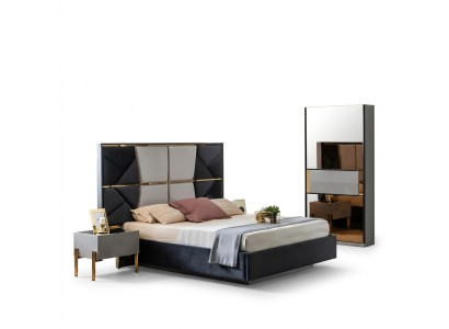 Habitación de lujo cama doble diseño de camas de madera marco de cama nuevo.