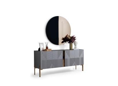 Aparador espejo Set estilo italiano de 2 piezas. Salón de madera Cómoda Armario