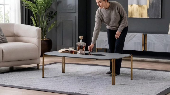 Mesa de centro Mesa de café Sala de estar Blanco Lujo Diseño de mesas de centro Madera