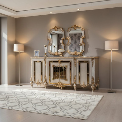 Aparador cómodas aparador muebles modernos juego de 2 piezas espejo nuevo