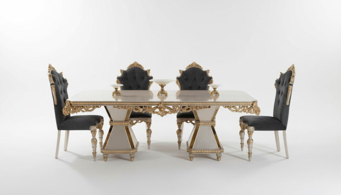 Conjunto de comedor francés: sofá 4 sillas mobiliario de comedor 5 piezas.