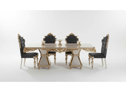 Conjunto de comedor francés: sofá 4 sillas mobiliario de comedor 5 piezas.