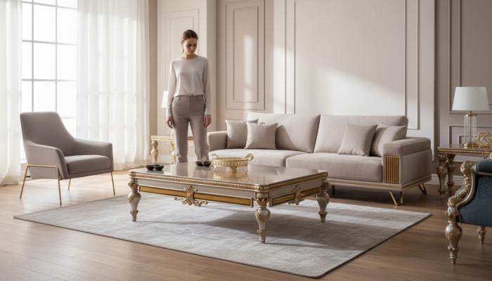 Mesa de café Mesa Mesas de centro Mesa de madera Diseño Lujo Mesa auxiliar 130x80