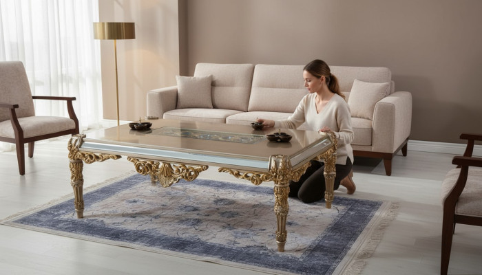 Mesa de centro clásica Mesa auxiliar de madera Mesa de sala de estar Mueble de madera Mesas de madera