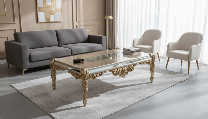 Mesa de centro clásica Mesa auxiliar de madera Mesa de sala de estar Mueble de madera Mesas de madera