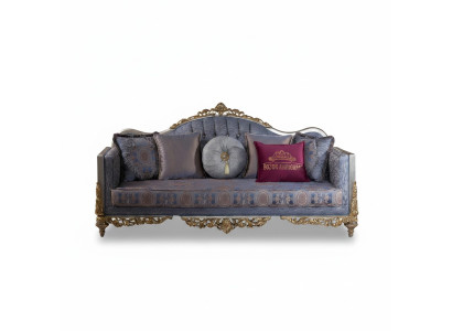 Sofá de diseño de 3 plazas tapizado de lujo. Sofás clásicos de tela Chesterfield.
