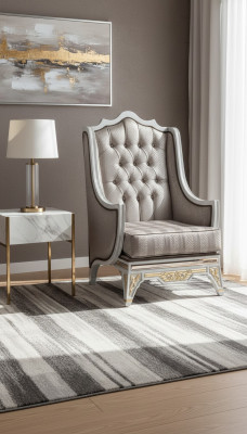 Sillón clásico de lujo diseñador gris textil 1 plaza tapizado asiento individual muebles nuevos