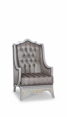 Sillón clásico de lujo diseñador gris textil 1 plaza tapizado asiento individual muebles nuevos