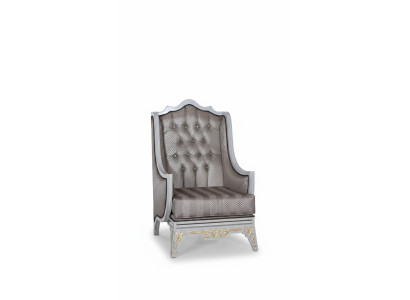 Sillón clásico de lujo diseñador gris textil 1 plaza tapizado asiento individual muebles nuevos