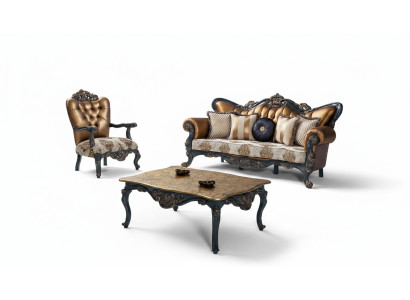 Estilo fundacional Muebles clásicos Juego de sofás Chesterfield 3+1+ mesa