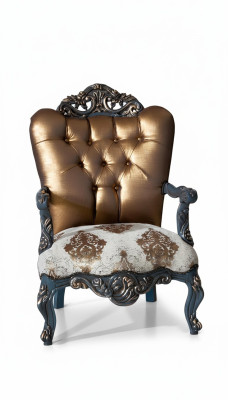 Sillón de diseño Chesterfield con respaldo dorado para sala de estar