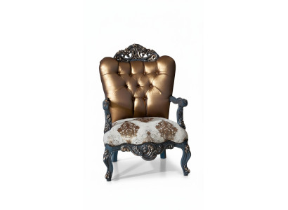 Sillón de diseño Chesterfield con respaldo dorado para sala de estar