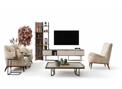Mueble de salón, muebles de salón, soporte de TV, estantería de libros de 240 cm de madera.
