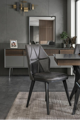 Silla gris Sillas de comedor de diseñador Silla de sentar Sillón Textil Madera