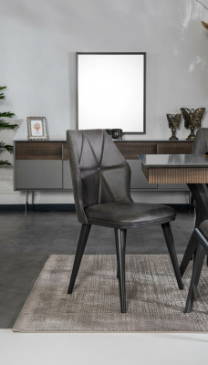 Silla gris Sillas de comedor de diseñador Silla de sentar Sillón Textil Madera