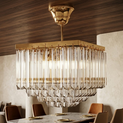 Candelabro de sala de estar de cristal, lujo, techo nuevo, estilo moderno, dorado.