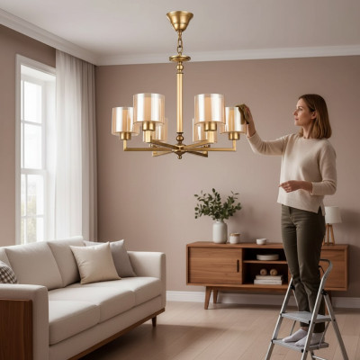 Lámpara de techo de la sala de estar Pantallas de luz para techos Luces Lámpara de araña de cristal de lujo