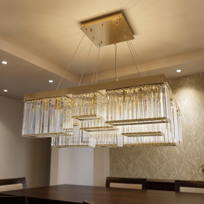 Candelabro dorado hermosa lámpara de techo de cristal para la sala de estar de lujo