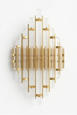 Aplique de cristal Lámpara de pared de sala de estar de lujo dorado Estilo de dormitorio