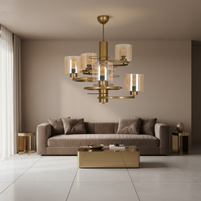 Lámpara de techo colgante de lujo de cristal para sala de estar, nueva.