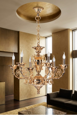 Lámpara colgante de techo dorada, luces de salón, luces clásicas.