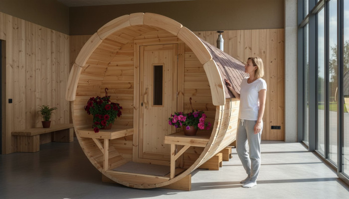 Sauna Saunabarril Sauna de jardín al aire libre 590 x Ø 2,27 m Kit de barril de sauna.