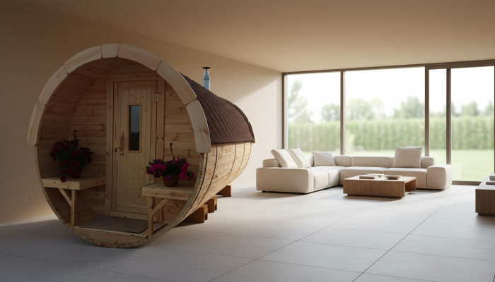 Sauna Saunabarril Sauna de jardín al aire libre 590 x Ø 2,27 m Kit de barril de sauna.