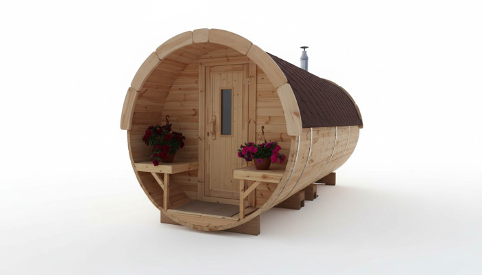 Sauna Saunabarril Sauna de jardín al aire libre 590 x Ø 2,27 m Kit de barril de sauna.