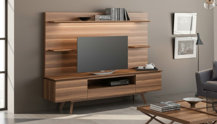 Nuez natural estantes de lujo Estantes colgantes de muebles de sala de estar modernos nuevos