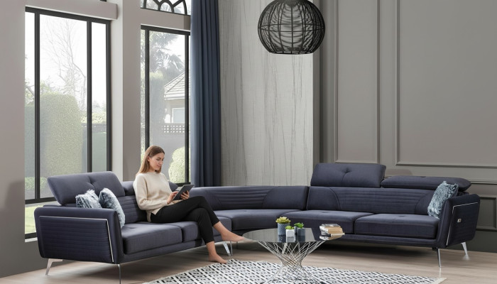 Sofá de esquina Sofá Sofá tapizado Muebles Sofás Sofás Suave de tres plazas 343x343