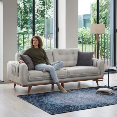 Sofá gris, sofá de salón, sofá acolchado, muebles, sofá de tres plazas.