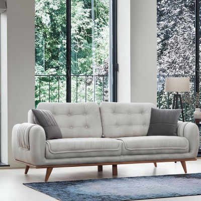 Sofá gris, sofá de salón, sofá acolchado, muebles, sofá de tres plazas.