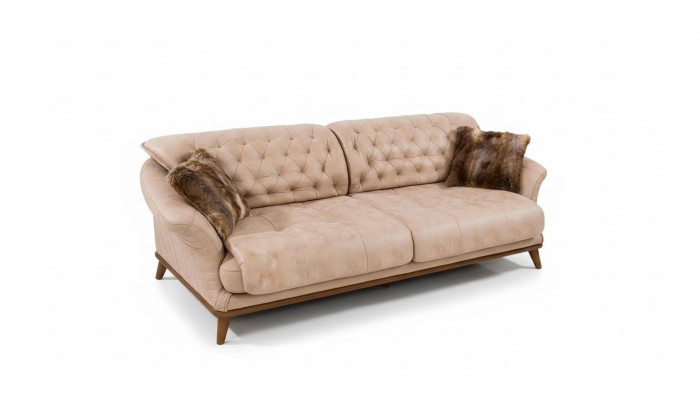 Sofá marrón para la sala de estar Sofás Tapizado Muebles de tres plazas 221 cm