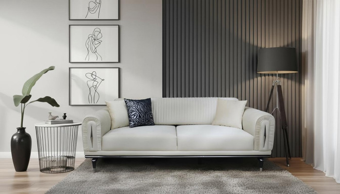 Sofá de tres plazas tapizado muebles decoración 3 plazas sofás tela