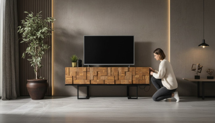 Moderno armario de madera cómoda aparador soporte para televisión mueble de armario de 180 cm.