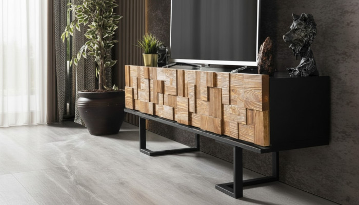 Moderno armario de madera cómoda aparador soporte para televisión mueble de armario de 180 cm.