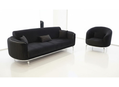 Sofagarnitur Wohnzimmer Sofagarnitur 3+1 Sitzer Modern Schwarz Sofa Set