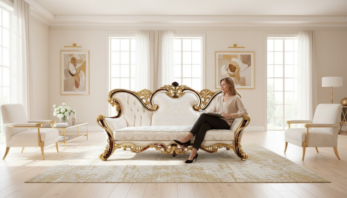 Sofá real de tres plazas, sofá tapizado, muebles de sofá, sofás, tela