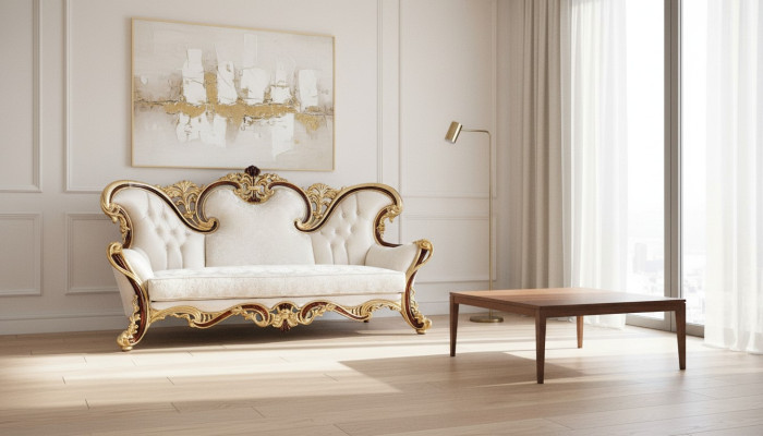 Sofá real de tres plazas, sofá tapizado, muebles de sofá, sofás, tela