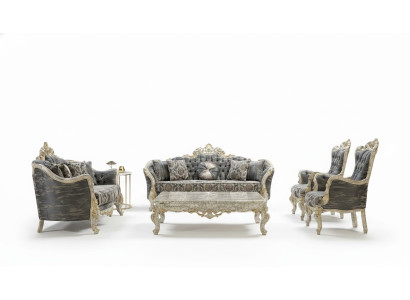 Sofá clásico Chesterfield de estilo barroco con juego completo de muebles de sala de estar de 5 piezas.