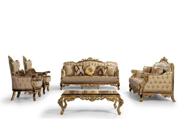 Conjunto de sofá clásico, mesa de centro, sillón, sofá de 5 piezas Chesterfield muebles
