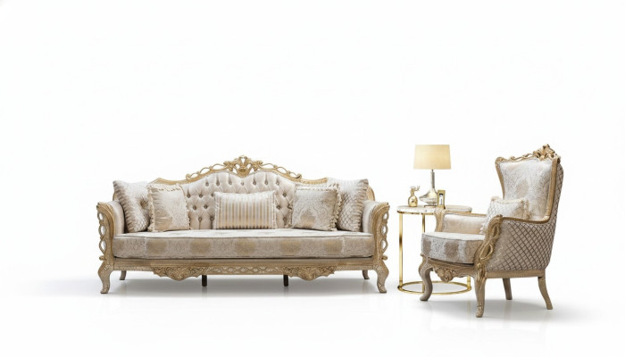 Sofá 3+1 Sillón conjunto de sala de estar de lujo de tela nuevo