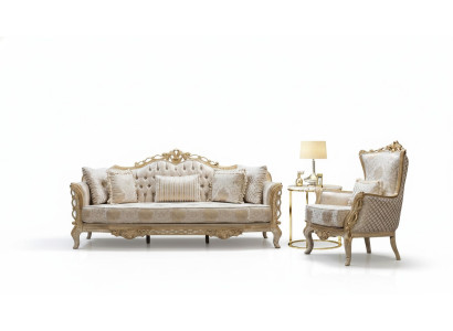Sofá 3+1 Sillón conjunto de sala de estar de lujo de tela nuevo